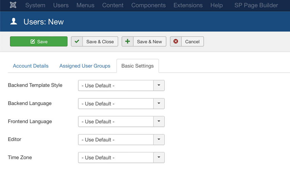Joomla add new user